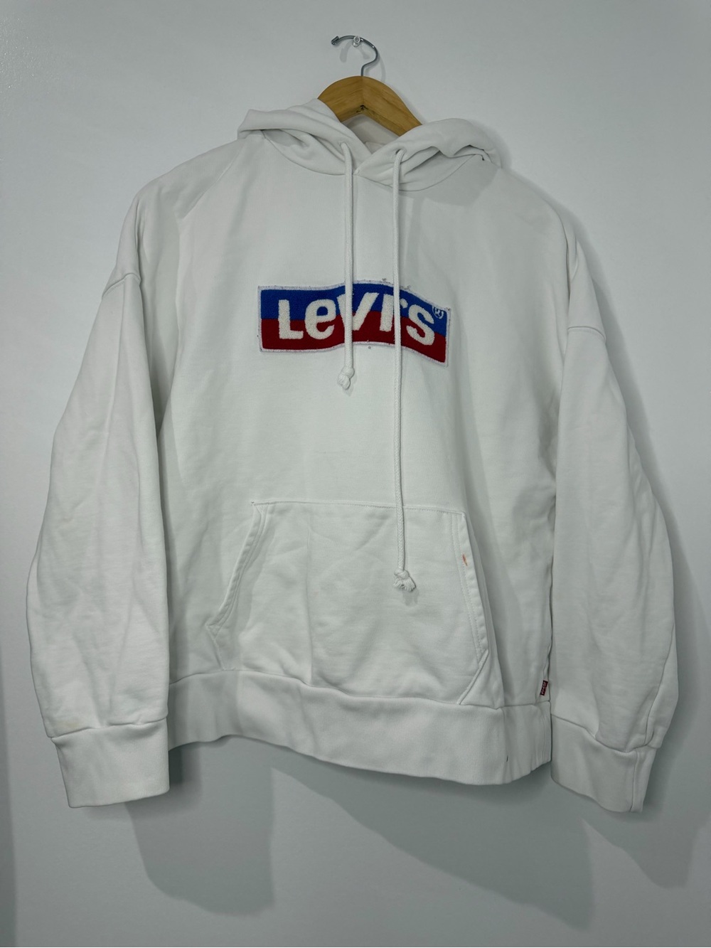 Levi's White Hoodie with Red & Blue Logo